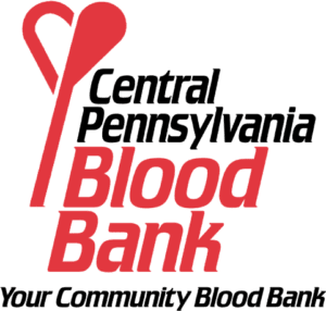 A red heart with the words central pennsylvania blood bank underneath it.